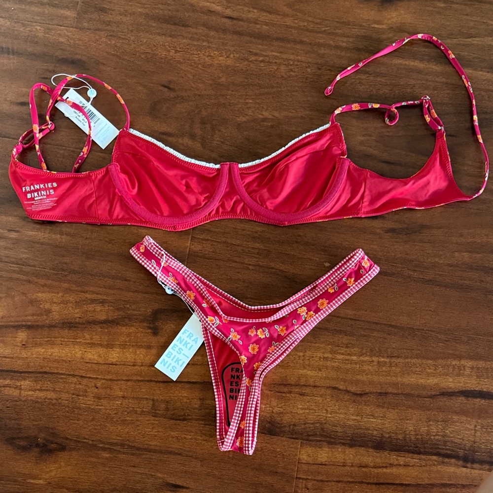 Frankie's Bikinis Red Floral Bikini Set - Picture 2 of 3